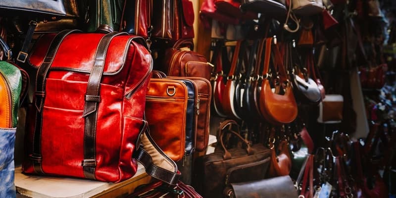 Display of bags products at Shree Maa Stores